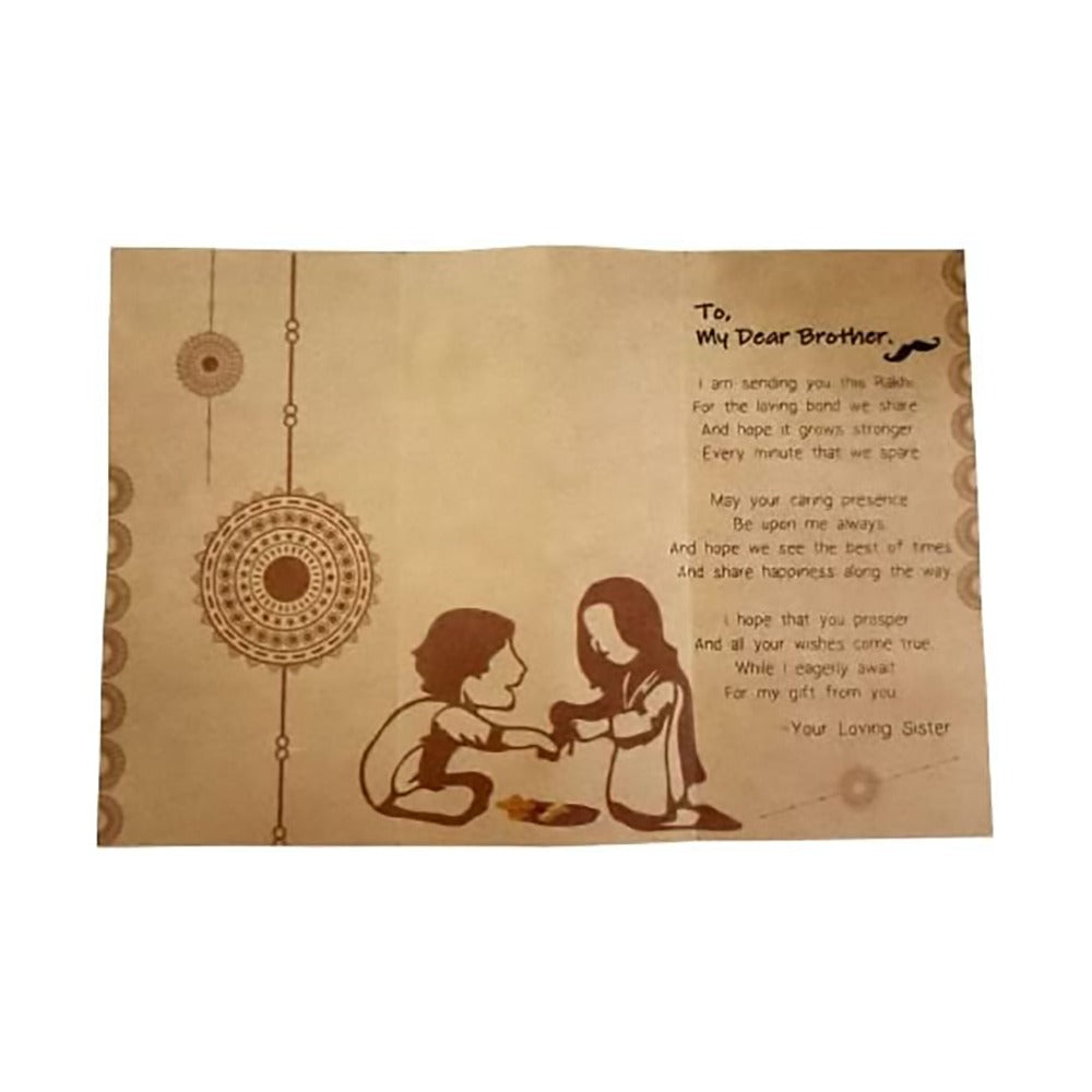 Raksha Bandhan Rakhi for Brother with Greeting Card - Set of 1 (Rakhi-8131)