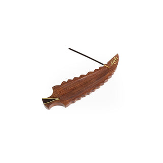 Wooden Handmade Incense Stick Burner and Ash Catcher(Leaf Design)