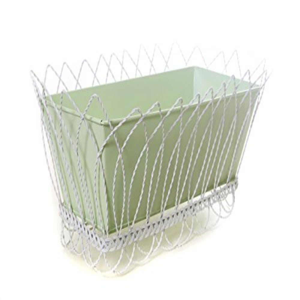 Store Indya Green Bucket Planters with White Stand for Home Garden Accessory