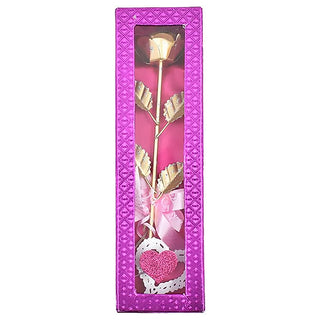 Metal Gold Rose Artificial Flower-Forever Rose in Heart Shape Wall Hanging with Luxury Gift Box