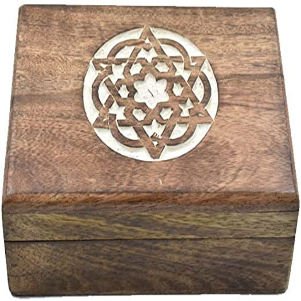 Wooden Handmade Celtic Mandala Wood Jewelry Box - Watch Box & Trinket Holder for Women & Girls