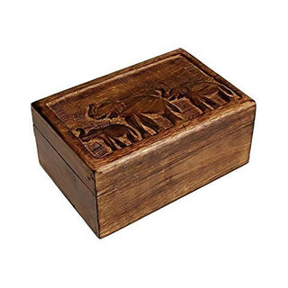 Christmas Wood Jewelry Box with Carved Elephant Motifs-Ideal Thanksgiving Present!