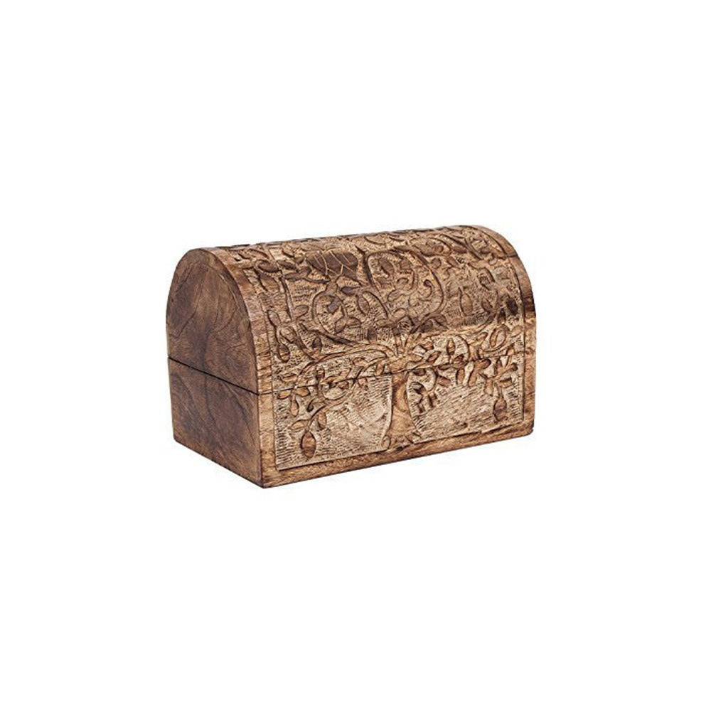 Hand Carved Wooden Multipurpose Storage Box Chest Tree of Life