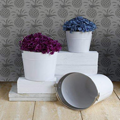 Store Indya, Set of 3 Metal Planters Flower Pots Containers Decorative for Home Indoor Outdoor Garden Accessories? (White 1)