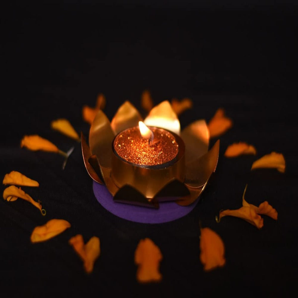 Set of 5 Fancy Diyas with Floating Tealight Holder and Greeting Card for Home Decor and Gift Items