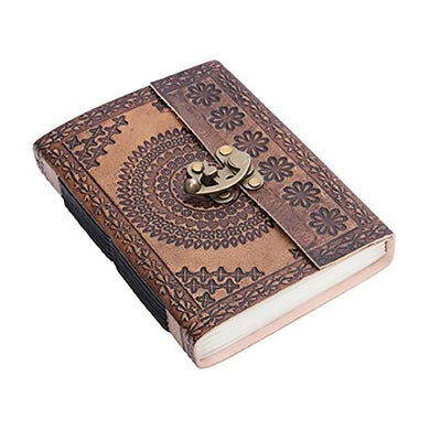 Handmade Genuine Leather Journal w/ Lock, 192 Pages, Eco-Friendly, 7X5 | Travel Diary, Sketchbook for Personal Use & Gifting