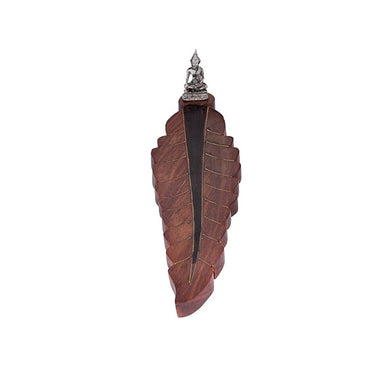 Hand Carved Wooden Incense Stick Holder Stand Ash Catcher with Buddha Miniature