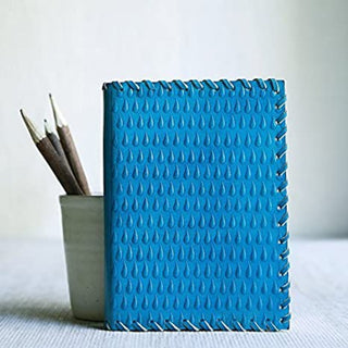 Leather Travel Journal Diary - Unlined Pages, Compact Writing Journal for Men & Women(Blue Rain Collection)