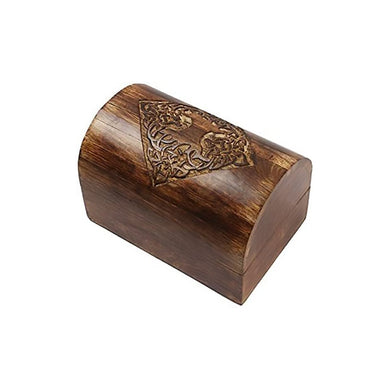 Hand Carved Wooden Jewelry Box-Unique and Traditional Artisan Keepsake Memory Storage Box(Brown)