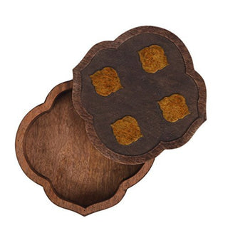 Wooden Jewelry Trinket Storage Box Holder Organizer Box Multipurpose 8 x 8 Walnut & Metallic Gold Finish