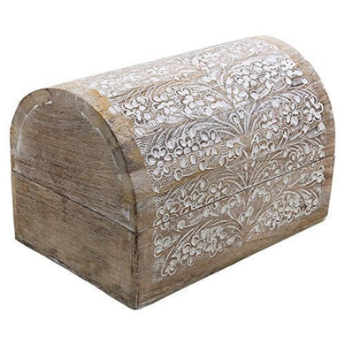 Mango Wood Jewelry Storage Boxes Hand Carved with Floral Motifs