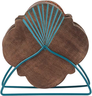Wooden Coasters 6-Pack Set (Colorful Fan Shaped - Brown)