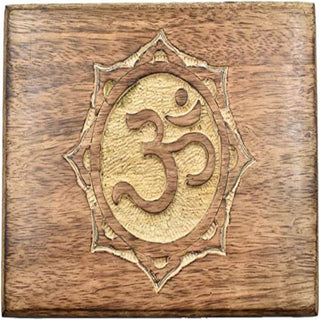 Hand Carved Wooden OM & Floral Decorative Box | Jewelry & Keepsake Organizer | Treasure Chest & Trinket Holder | Gifts for Women