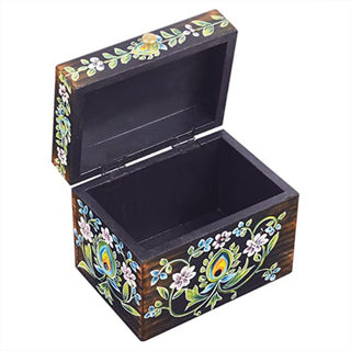 Handmade Floral Wooden Jewelry Trinket Box - Vintage Storage Keepsake for Home Decor (Multicolor 4)