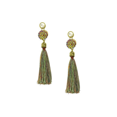 Mixed Tassel Earrings Bohemian Ethnic Statement Jewelry Fringe Drop Dangle(Green)