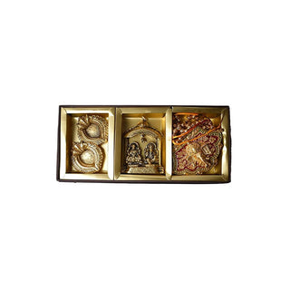 Pooja Combo Set with 1 Metal Toran (50 Inches/4 Feet), Ganesh and Laxmi Murti, and 2 Brass Coating Diya