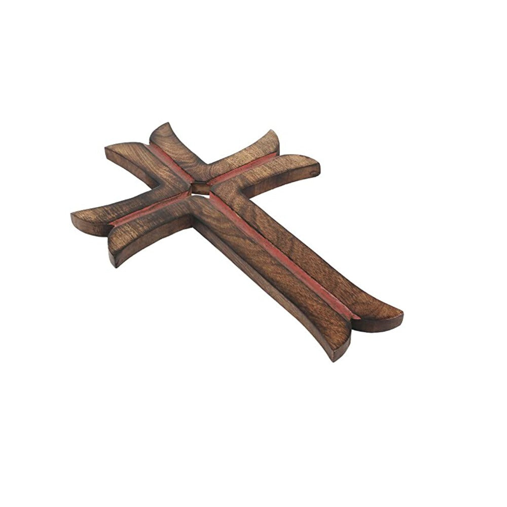 Hand Carved Antique Design Wooden Celtic Cross Wall Hanging for Home Living Room Decor(French Plaque Collection)