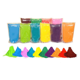 Bright and Vibrant Natural Holi Gulal Colors Powder-Organic, Water-Soluble, Skin-Friendly, Stain-Free - Pack of 10 (100gms Each)