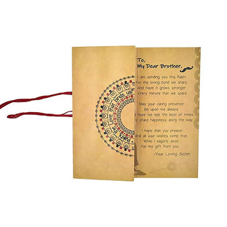 Set of 2 Raksha Bandhan Combo Pack-Om Rakhi for Brother w/ Greeting Card & Roli Chawal(Om and Trishul-Roli Chawal-06)