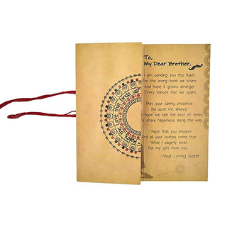 Ganesha Rakhi Combo for Brother with Greeting Card-Ganesh Design with Rudraksha and Roli Chawal