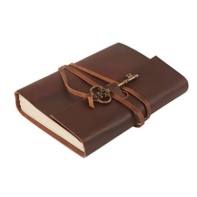 Handmade Unlined Paper Diary for Personal Notes & Traveling - Leather Travel Journal with Key Lock & 200 Pages