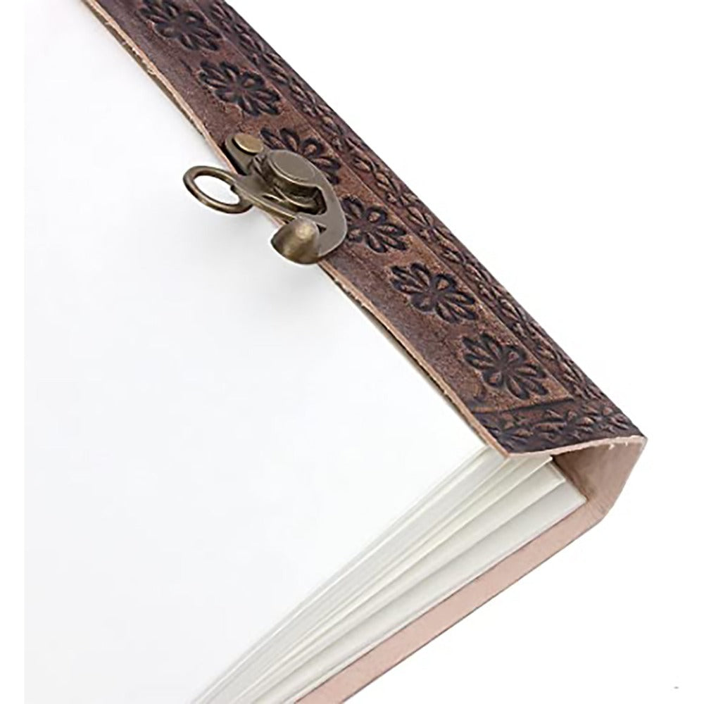 Handmade Genuine Leather Journal w/ Lock, 192 Pages, Eco-Friendly, 7X5