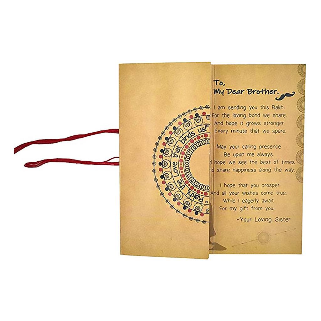 Set of 2 Traditional Raksha Bandhan Rakhi for Brother with Greeting Card - Threaded Rakhi, Premium Indian Design with Diamond
