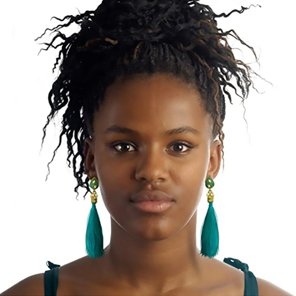 Bohemian Tassel Earrings-Antique Ethnic Fringe Drop Dangle Statement Jewelry for Women(Turquoise)