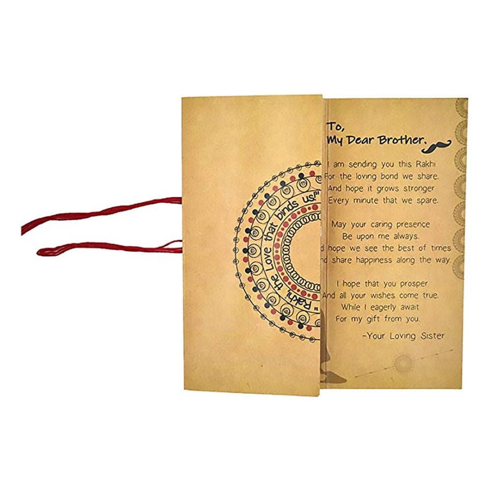 Raksha Bandhan Rakhi for Brother-Designer Om Rakhi with Greeting Card, Diamond, and Beads