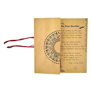 Raksha Bandhan Combo Pack for Brother-Multiple Designs with Greeting Card and Roli Chawal(Rudraksh Rakhi-Roli Chawal-06)
