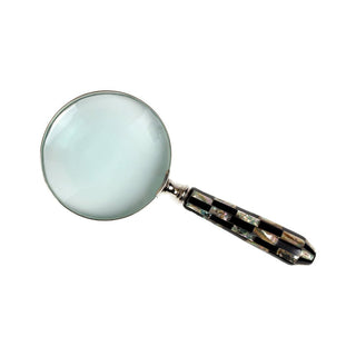 Handheld Magnifier with Handmade MOP Handle & Easy Grip-Round Handle(White & Black)