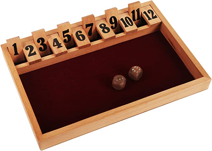 Shut The Box -12 Piece Mango Wood Board Game, 14