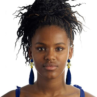 Bohemian Tassel Earrings-Antique Ethnic Fringe Drop Dangle Statement Jewelry for Women(Royal Blue)