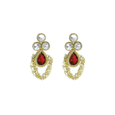 Women's Red Hanging Pearl Drop Dangle Earrings - Fashion Jewelry
