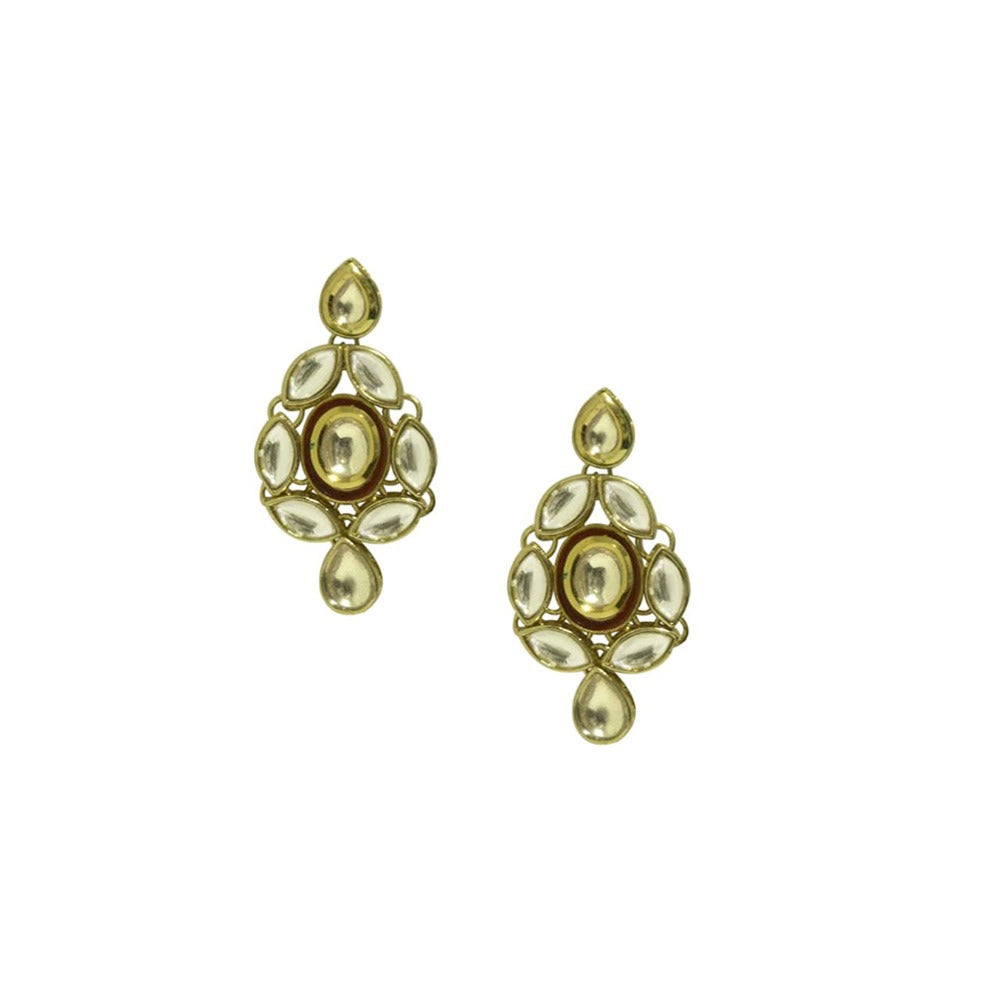 Ethnic Kundan Drop Dangle Earrings for Women(Clear Gold)