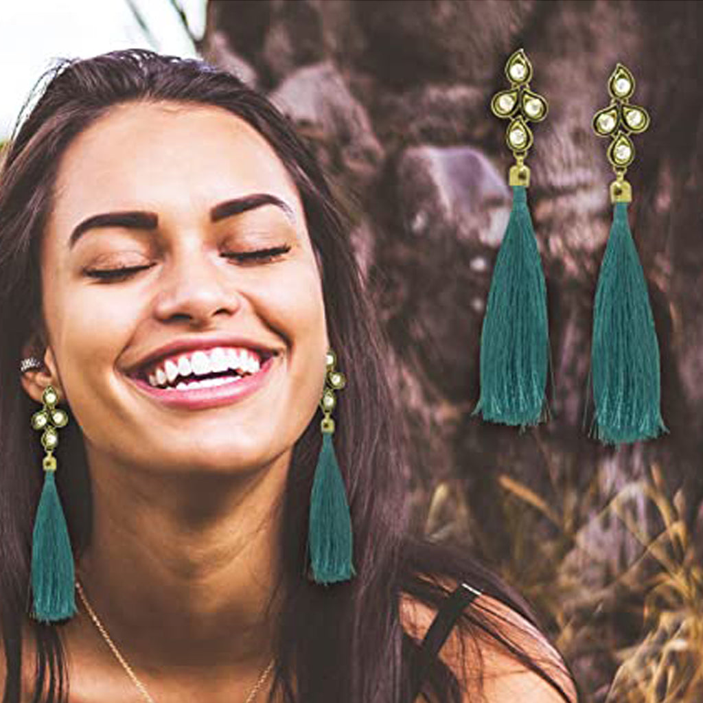 Antique Ethnic Tassel Earrings - Bohemian Statement Jewelry for Women with Fringe Drop and Dangle Silky Threads