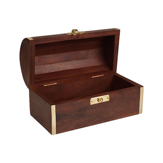 Handmade Wooden Jewelry Organizer Keepsake Box-Brass Inlay-(Pirate Collection-Treasure Chest)