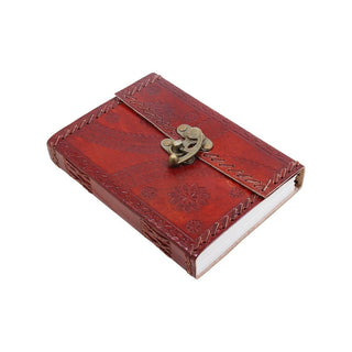 Handmade Leather Travel Journal with Lock-Unlined, 100 Sheets/200 Pages, 7x5 Inches