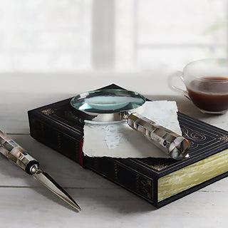 Handcrafted Magnifier and Letter Opener Set with Resin Handle