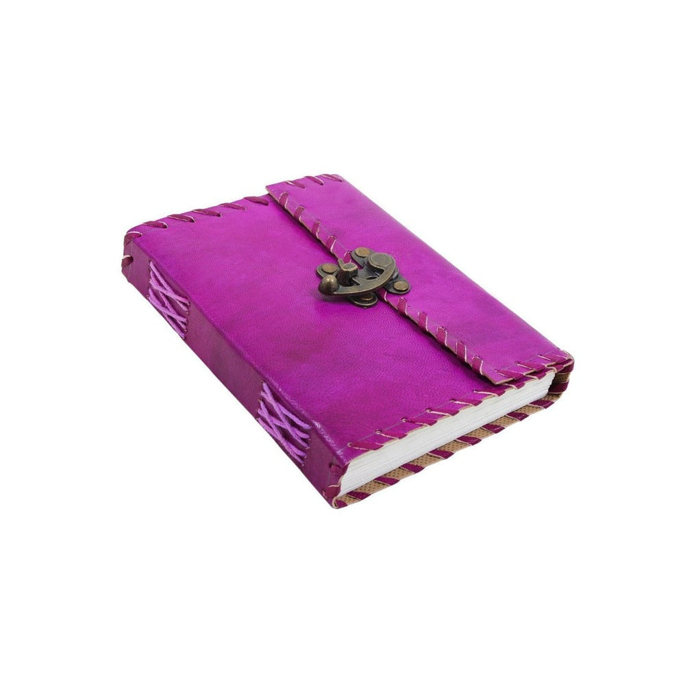 Hand Embossed Purple Leather Diary Journal-Unlined, Eco-friendly, 100 Sheets/200 Pages(7x5 inches)