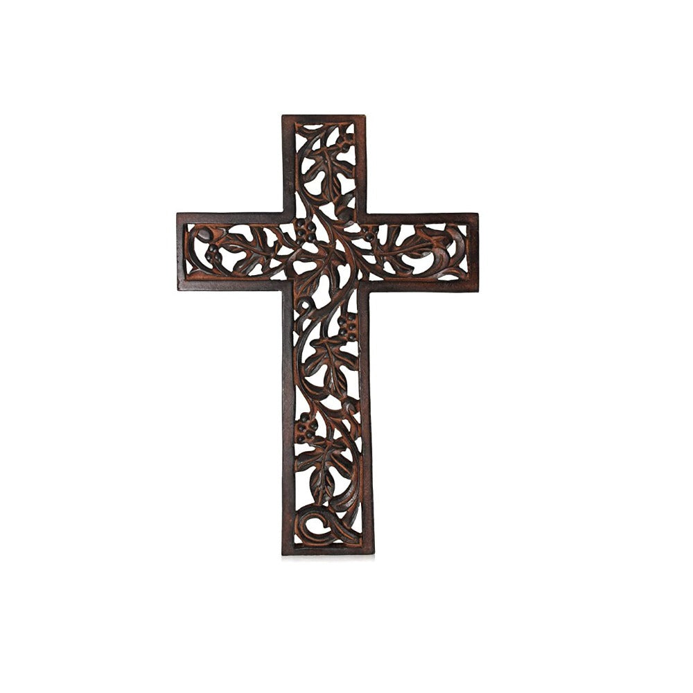 Handmade Wooden Wall Hanging Cross Antique Design Religious Altar