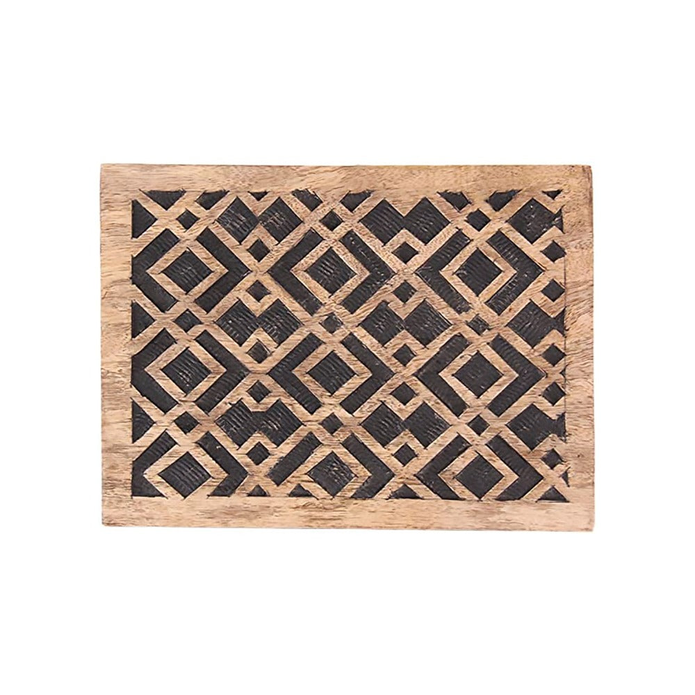 Geometric Collection Handmade Antique Wooden Keepsake Storage Trinket Chest Gift Box for Women, Men & Girls