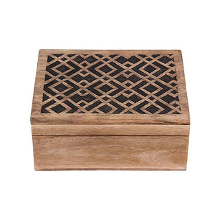 Geometric Collection Handmade Antique Wooden Keepsake Storage Trinket Chest Gift Box for Women, Men & Girls