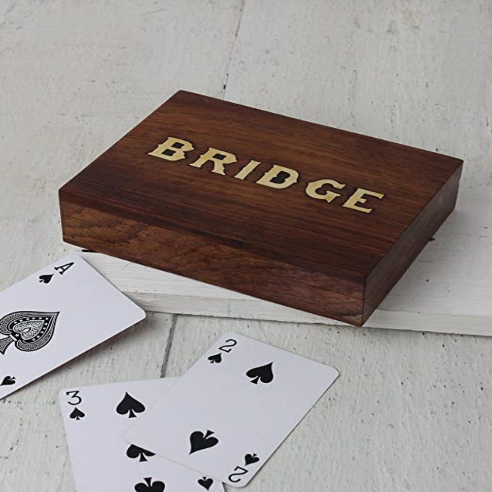 Classic Wooden Bridge Playing Cards Holder