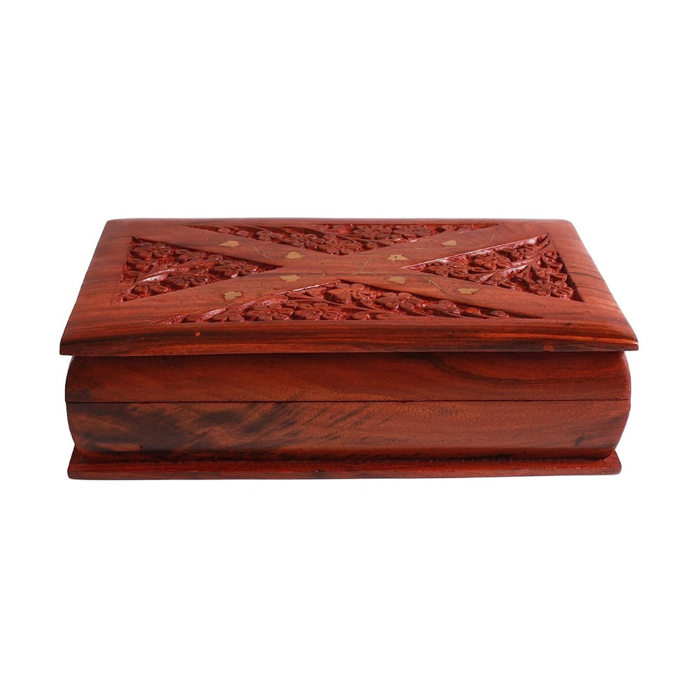 Handmade Wooden Jewelry Organizer Keepsake Box-(Red Velvet Collection)
