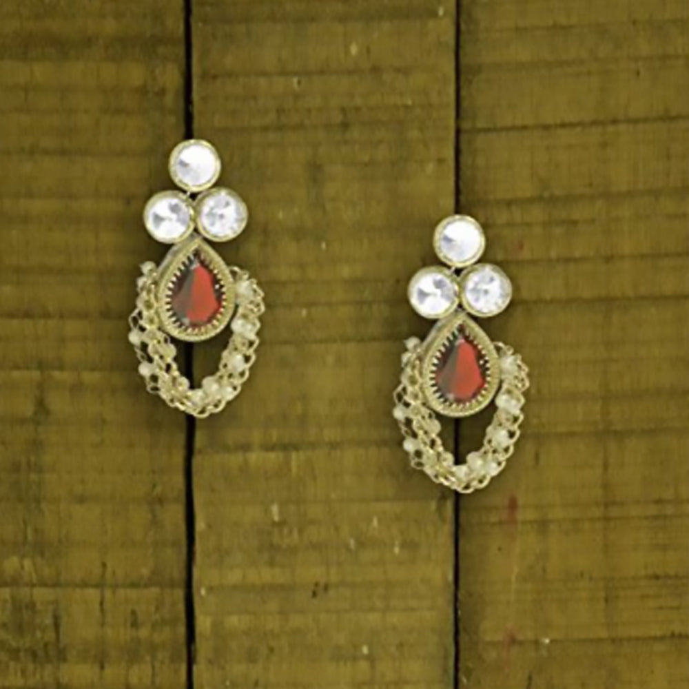 Women's Red Hanging Pearl Drop Dangle Earrings - Fashion Jewelry