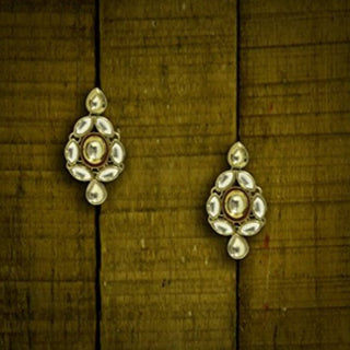 Ethnic Kundan Drop Dangle Earrings for Women(Clear Gold)